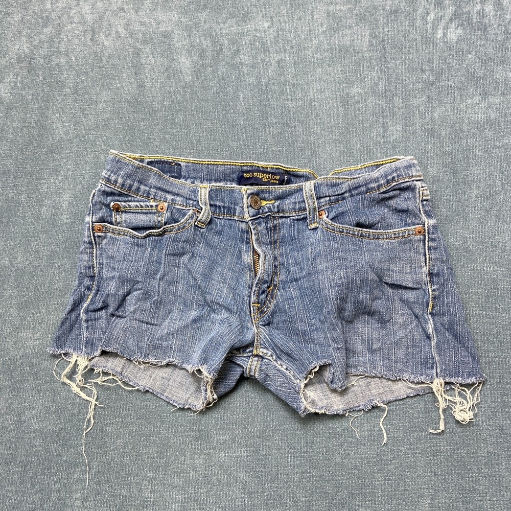 Y2K Levi's 524 Too Superlow Cut-Off Shorts Womens 9L Blue Denim Cotton